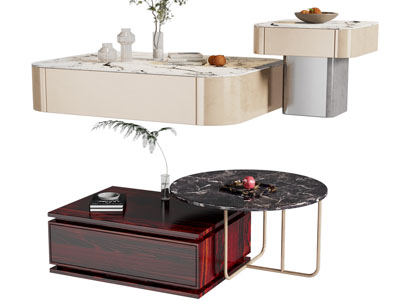 现代方形茶几边几