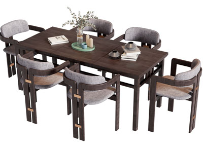 新中式中古风餐桌椅组合