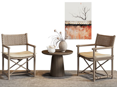 侘寂风休闲椅子 边几