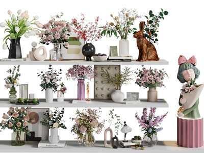 现代花瓶花卉摆件组合