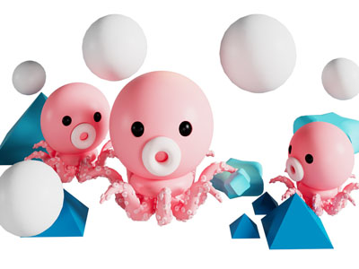 现代卡通章鱼场景 美陈