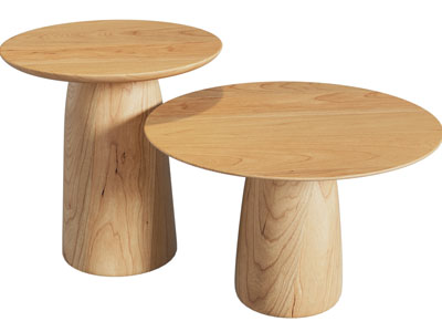 北欧实木圆形茶几边几