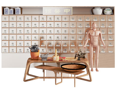 现代中药柜3d模型 现代中药柜