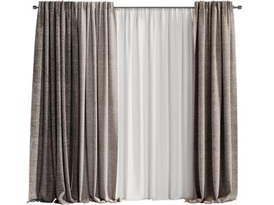 现代布艺窗帘窗纱3d模型 现代布艺窗帘窗纱