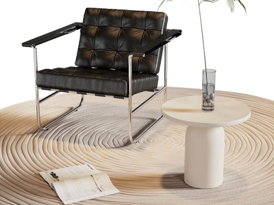 现代休闲椅子 边几