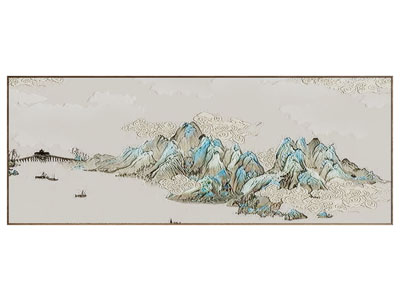 新中式山脉装饰挂画3d模型 新中式山脉装饰挂画