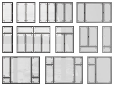 新中式玻璃平开窗户3d模型 新中式玻璃平开窗户