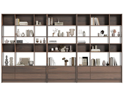 现代实木装饰书柜3d模型 现代实木装饰书柜