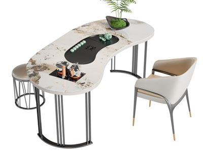 新中式大理石茶桌椅组合