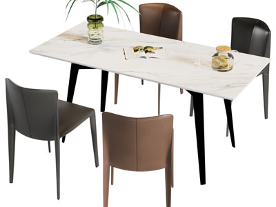 现代长方形餐桌椅组合
