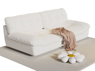 现代布艺奶油风多人沙发