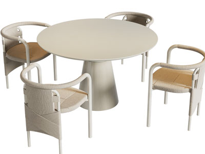 侘寂风奶油风餐桌椅组合