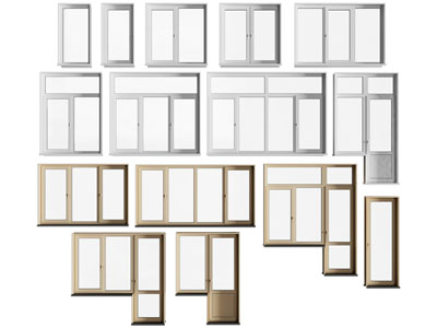 现代玻璃平开窗户 连门窗3d模型 现代玻璃平开窗户 连门窗