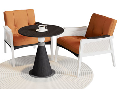 现代休闲椅子 边几