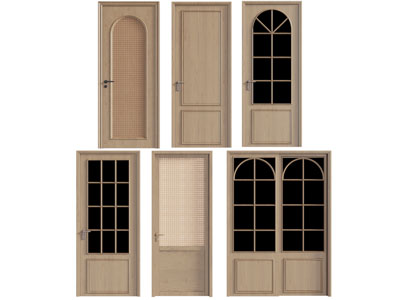 法式中古风木门 房门 推拉门 平开门3d模型 法式中古风木门 房门 推拉门 平开门