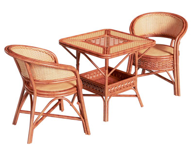 新中式竹编休闲桌椅组合