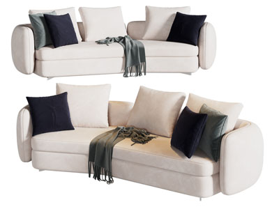 现代弧形多人沙发