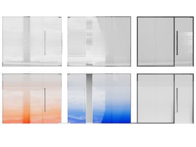 现代办公玻璃平开门 渐变玻璃门3d模型 现代办公玻璃平开门 渐变玻璃门