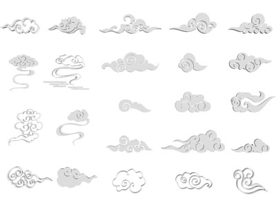 新中式祥云浮雕 剪影 雕花 墙饰