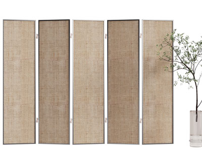 侘寂风布艺屏风3d模型 侘寂风布艺屏风