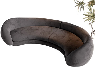 现代弧形多人沙发