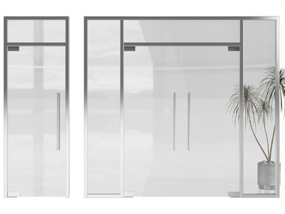 现代办公玻璃大门 平开门3d模型 现代办公玻璃大门 平开门
