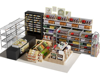 现代超市货架 展柜 摆台3d模型 现代超市货架 展柜 摆台