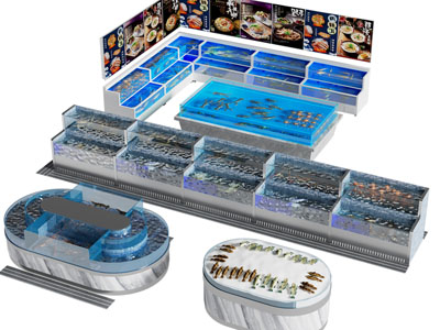 现代海洋生鲜池 展台 展柜3d模型 现代海洋生鲜池 展台 展柜