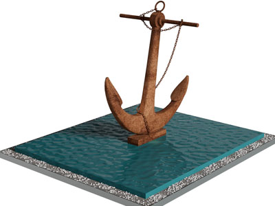 现代船锚 城市雕塑小品 水景