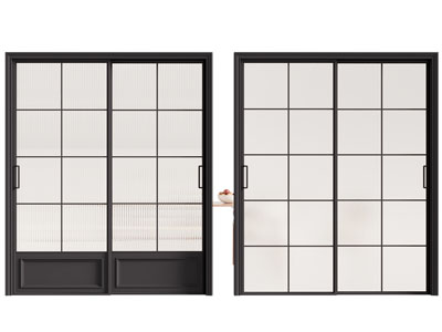 法式玻璃推拉门3d模型 法式玻璃推拉门