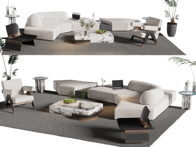 现代弧形多人沙发 休闲椅子和茶几组合
