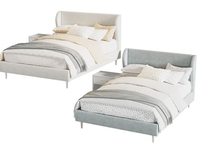 现代双人床 床头柜