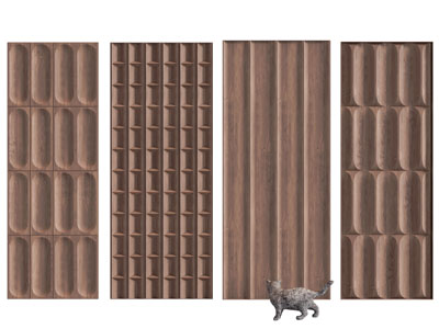 侘寂风实木装饰隔断 护墙板3d模型 侘寂风实木装饰隔断 护墙板