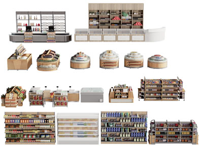 现代超市零食架 货架 摆台 展柜3d模型 现代超市零食架 货架 摆台 展柜
