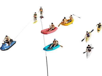 现代游艇 汽艇摩托 划水运动员