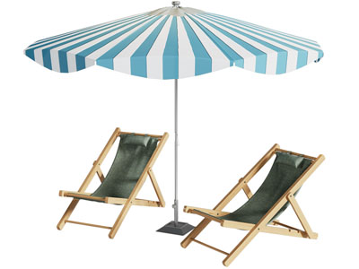 现代遮阳伞 躺椅