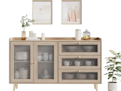 北欧实木餐边柜3d模型 北欧实木餐边柜