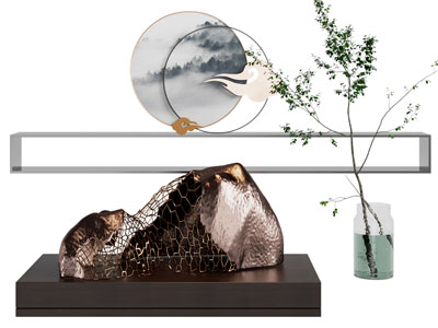 新中式金属假山摆件 墙饰挂件