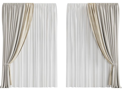 现代布艺窗帘窗纱3d模型 现代布艺窗帘窗纱