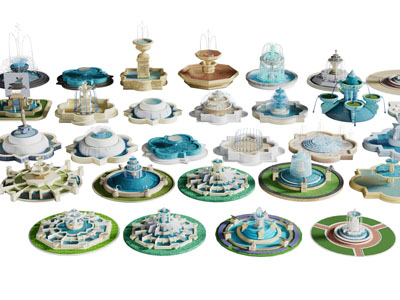 欧式喷泉水景 城市雕塑小品3d模型 欧式喷泉水景 城市雕塑小品