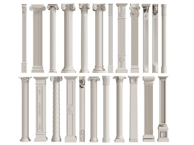 欧式雕花方形 圆形罗马柱子3d模型 欧式雕花方形 圆形罗马柱子