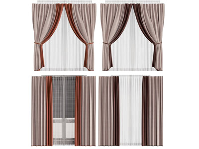 现代窗帘窗纱3d模型 现代窗帘窗纱