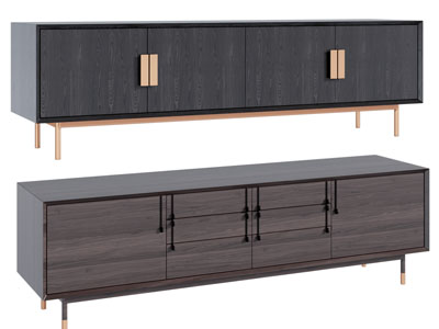 新中式实木长方形电视柜3d模型 新中式实木长方形电视柜