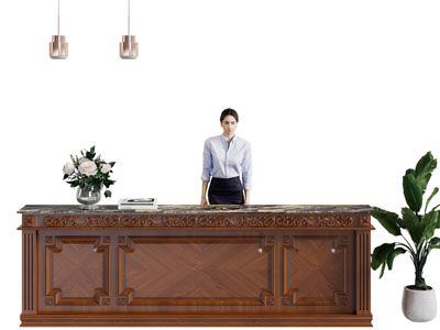 欧式雕花实木前台接待台