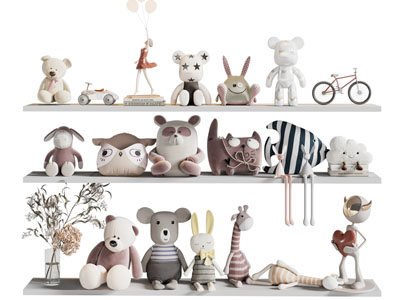 现代布偶 玩偶 儿童毛绒玩具 摆件组合