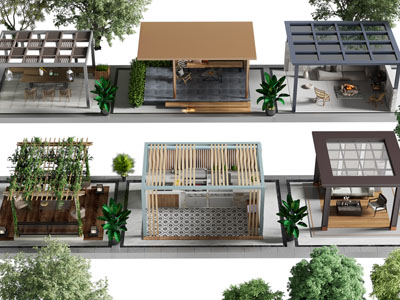 新中式庭院廊架 凉亭 花架