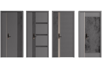 新中式入户平开门 房门 防盗门3d模型 新中式入户平开门 房门 防盗门
