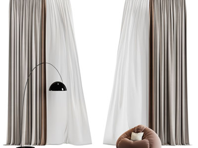 现代布艺窗帘窗纱3d模型 现代布艺窗帘窗纱