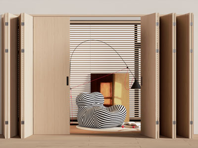 现代实木推拉门 折叠门3d模型 现代实木推拉门 折叠门