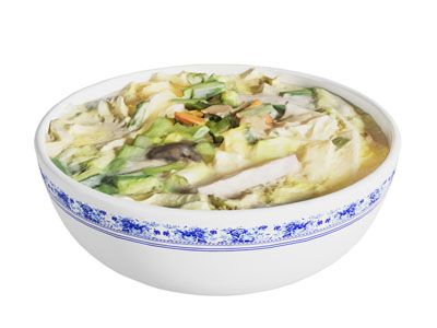 现代陶瓷碗装汤面 水果食物